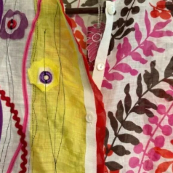 Anathea By PARAKIAN Colorful Button-Up Shirt 100% RAMIE SZ 44 made in Italy - Picture 2 of 10